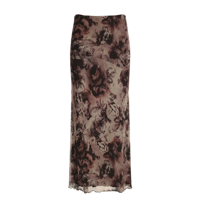 Straight Skirt Long Bottom Retro Fairycore Grunge
