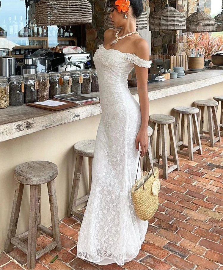 Ankle-Length Dress Knit Cleavage Backless