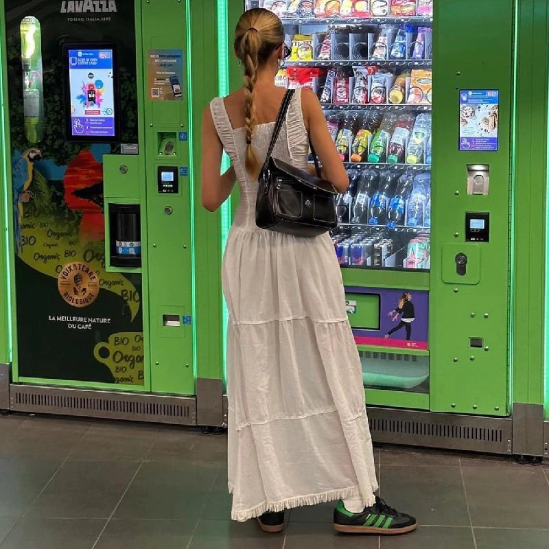 White Slim Sleeveless Maxi Dress