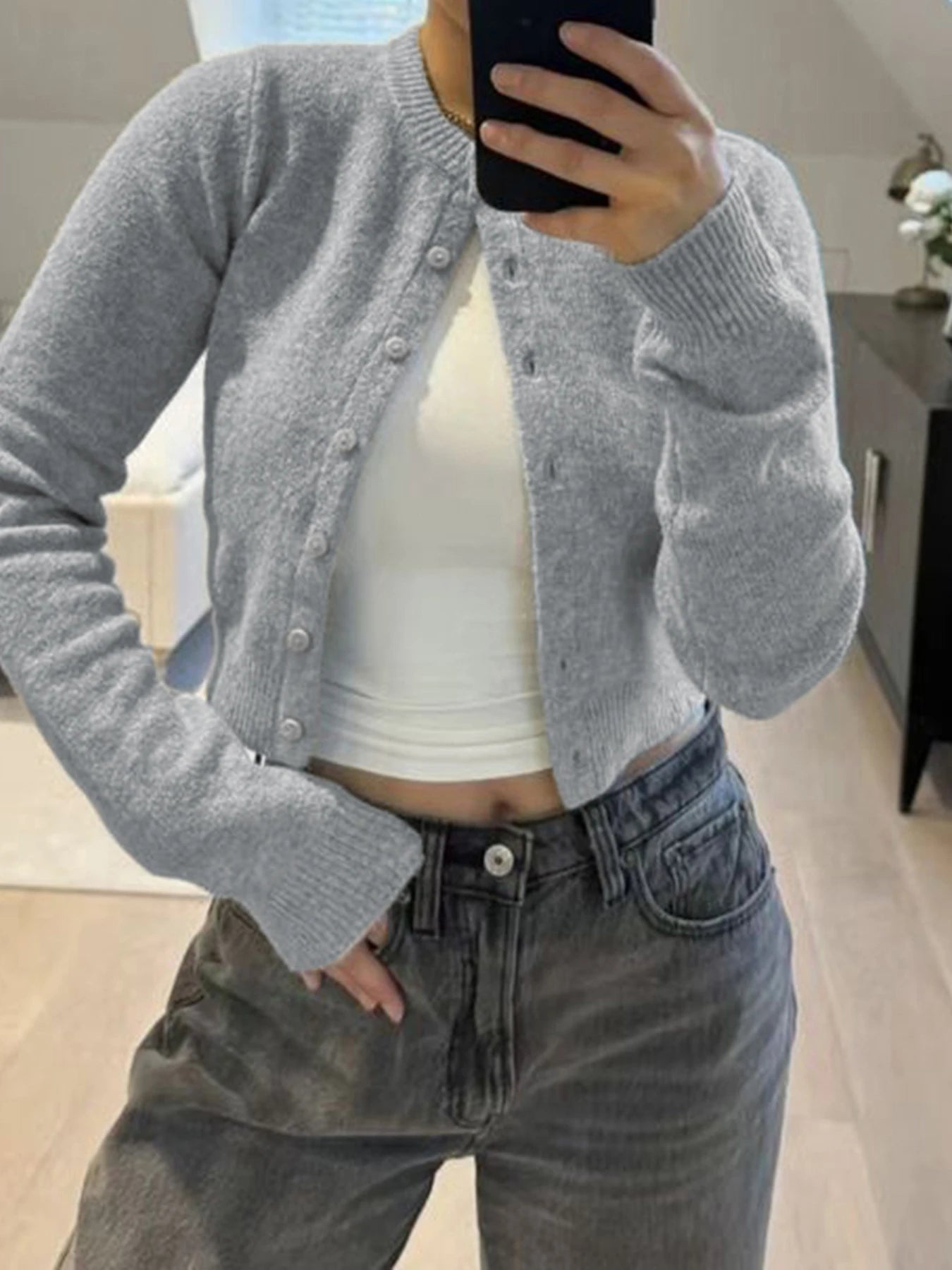 Cardigan All-match Single-breat Knit Coat Sweater