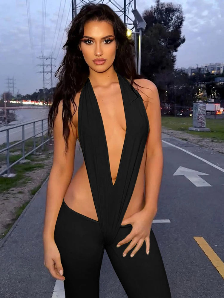 Irregular Hollow Halter Dressp V- Stretch