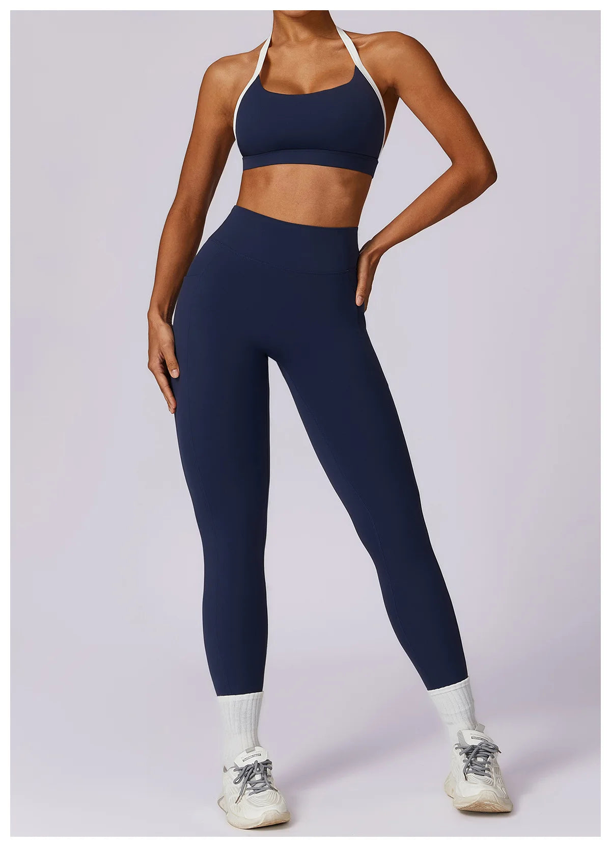 2 Pieces Tracksuit Yoga Set Workout Sports Gym Fitness Long Sleeve Crop Top High Waist Leggings Sports Suits