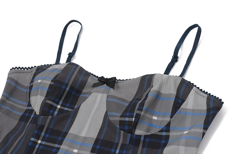 Plaid Patchwork Slim Sleeveless Top