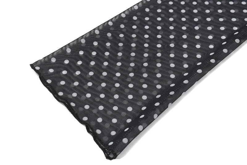 Black See-Through Polka Dot Crop Top