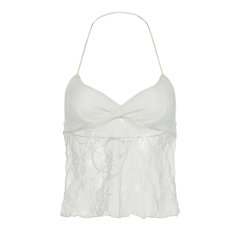 Backless Lace-up Camisoles Halter Neck Crop Top