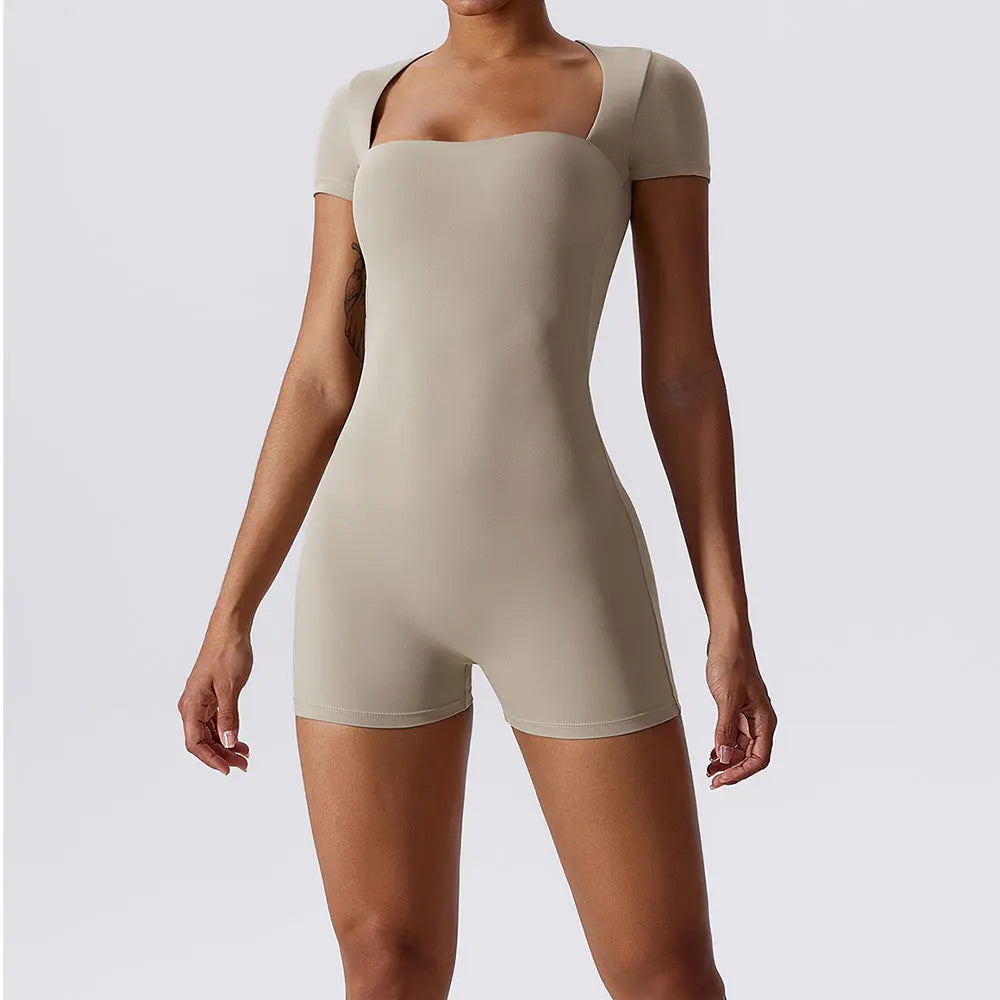 Yoga Suit Short One Piece Sports Suit Short Sleeve Gym Push Up Training Fitness Yoga Bodysuit Sports