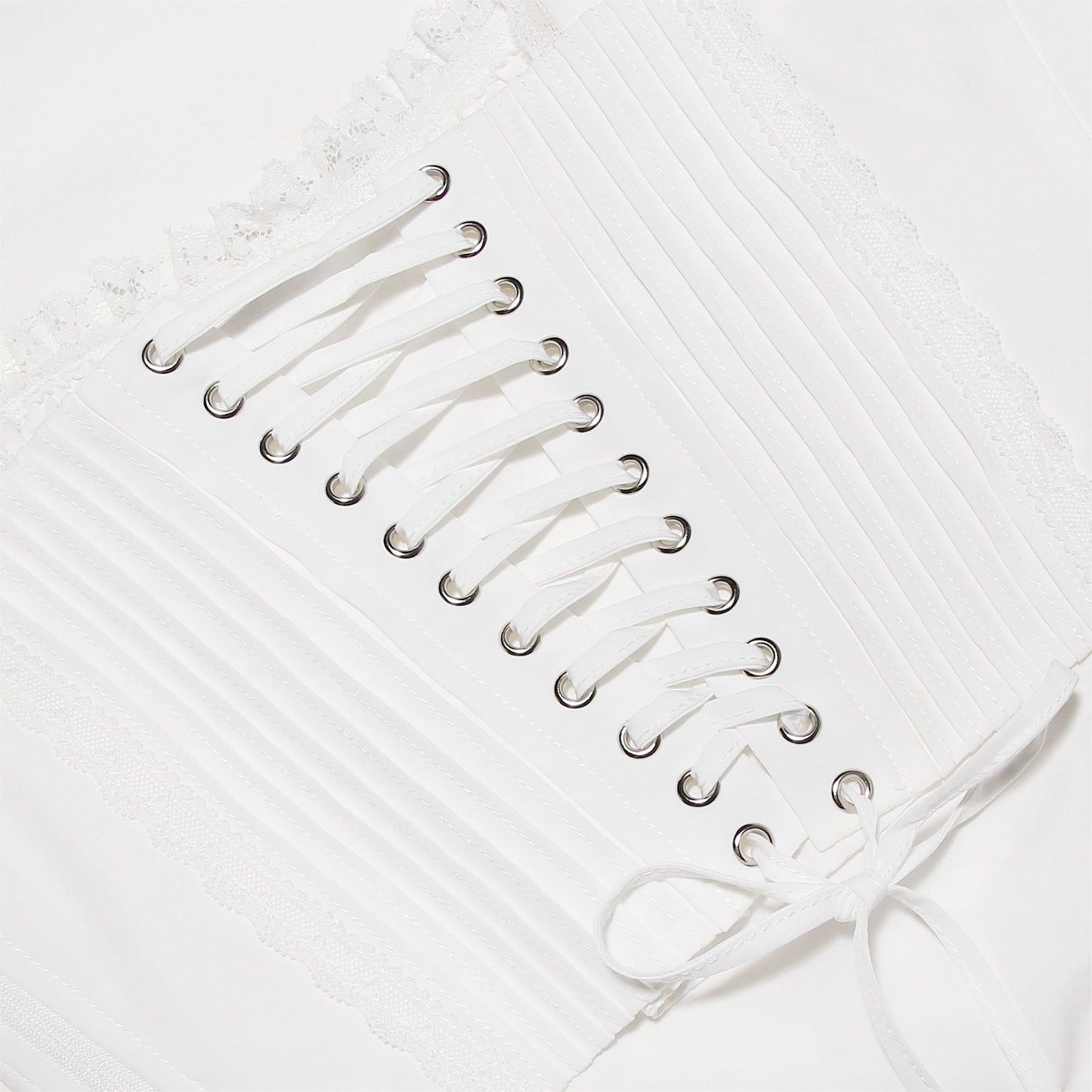 White Cropped Top Spaghetti Strap Lace Up Top Lovely Tanks & Camis