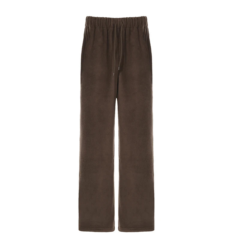 's Thermal Lined Pants Comfy Trousers Fall Drawstring Bottoms Daily
