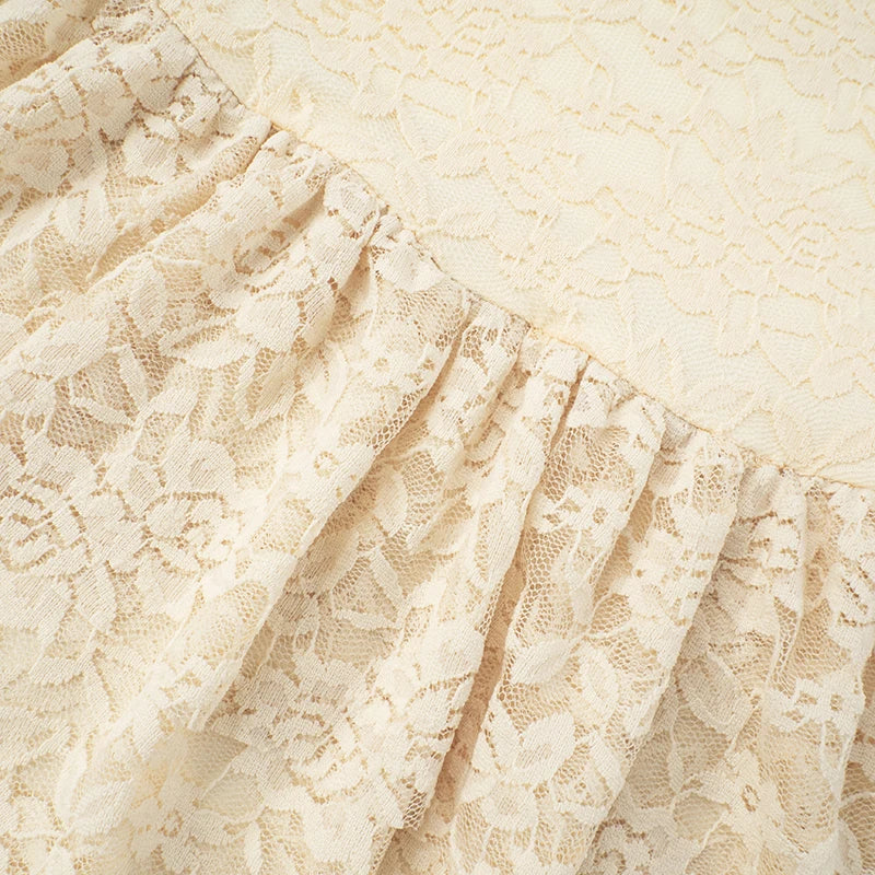 And Lace Patchwork Strapless Backless Cake Hem Short Dress Sweet