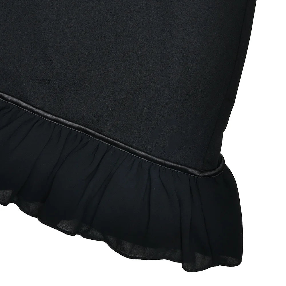 Square Collar Ruffles Chiffon Dress Long Sleeve Lace Up Dress
