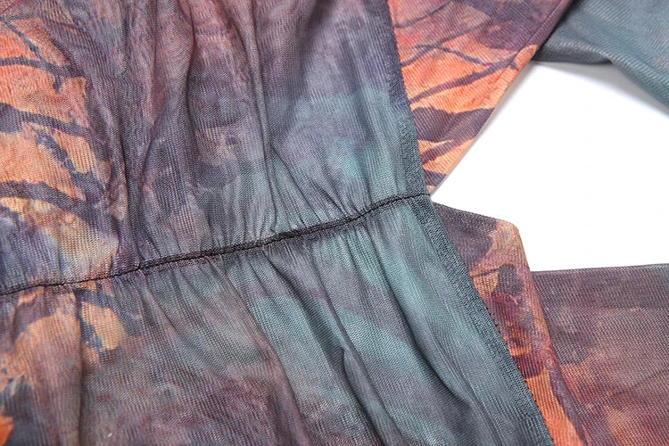 Gradient Colorful Dress Hollow Cross Halter Backless Robe Bodycon