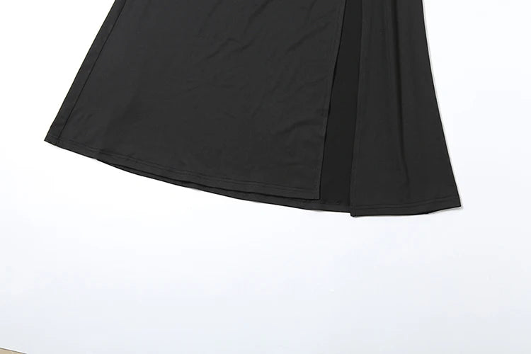 Irregular Hollow Cross Knot Maxi Dress Backless High Splits Midnight