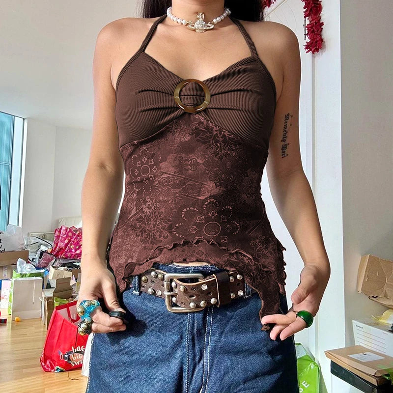 Fairycore Grunge Backless Top