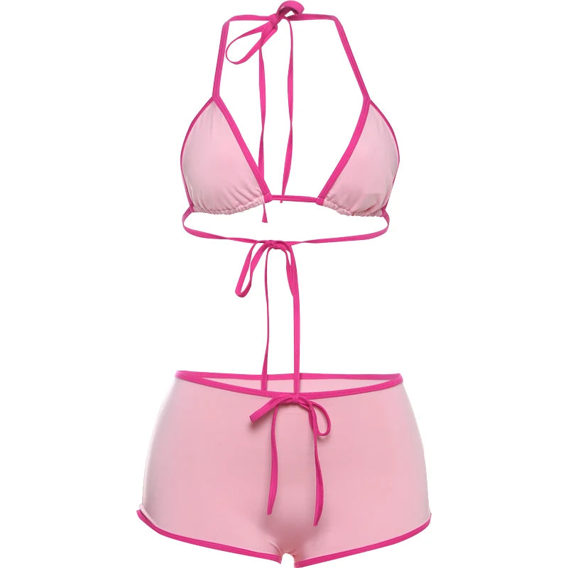 Two Piece Bandage Bra Top and Bow Shorts Set