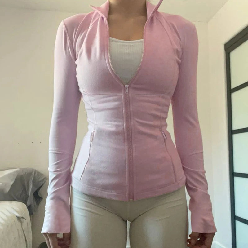 Slim 's Hooded Jackets Zip Up Bodycon Coats