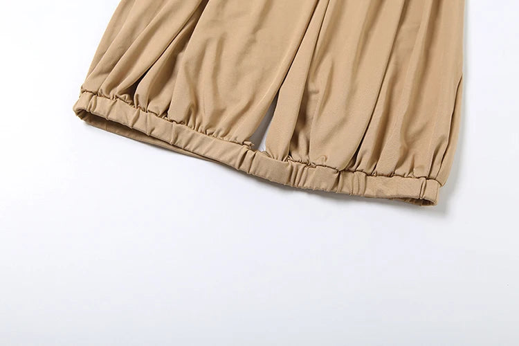 Khaki Ruched Strapless Top