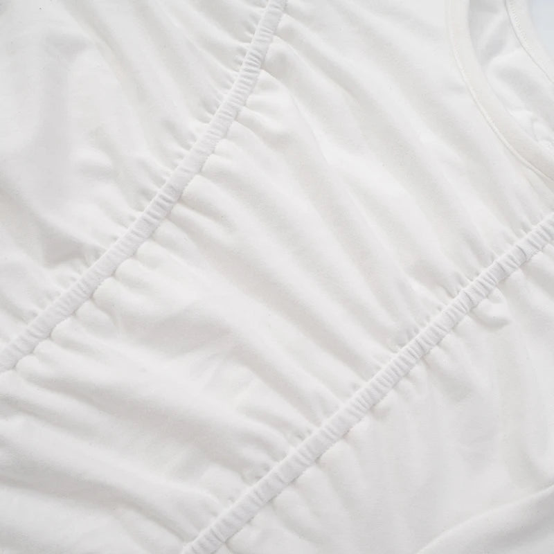 Spring And Round Neck Color Wrinkles Tight T-Shirt Top Versatile
