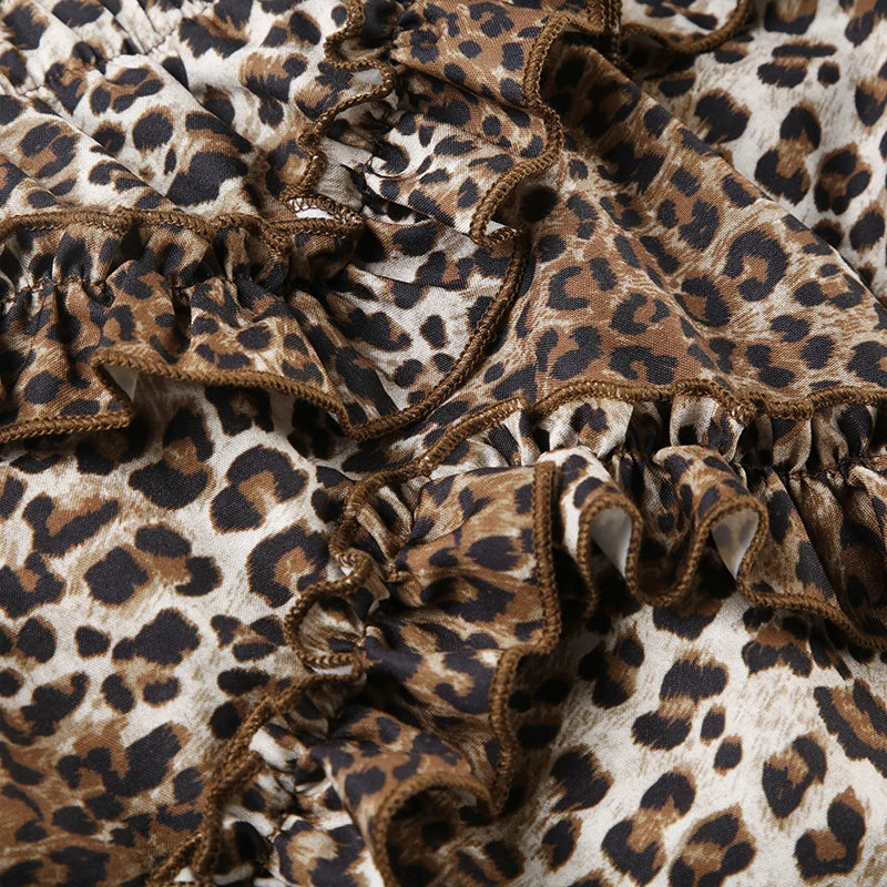 Leopard Print Mini Skirts Ruched 's Bottoms