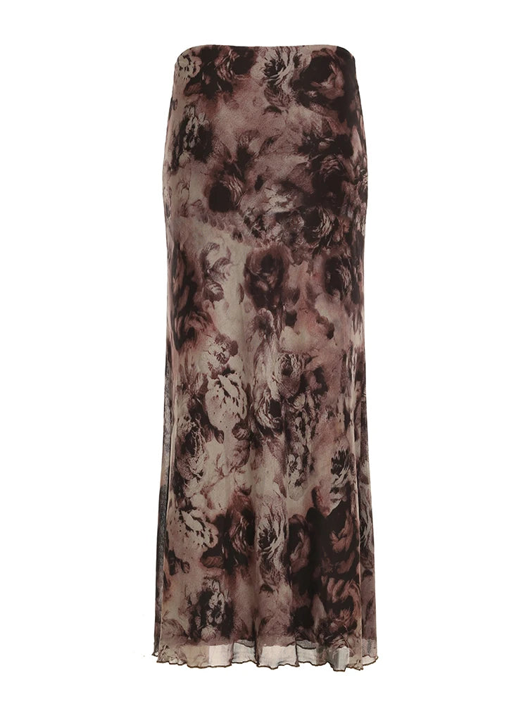Straight Skirt Long Bottom Retro Fairycore Grunge