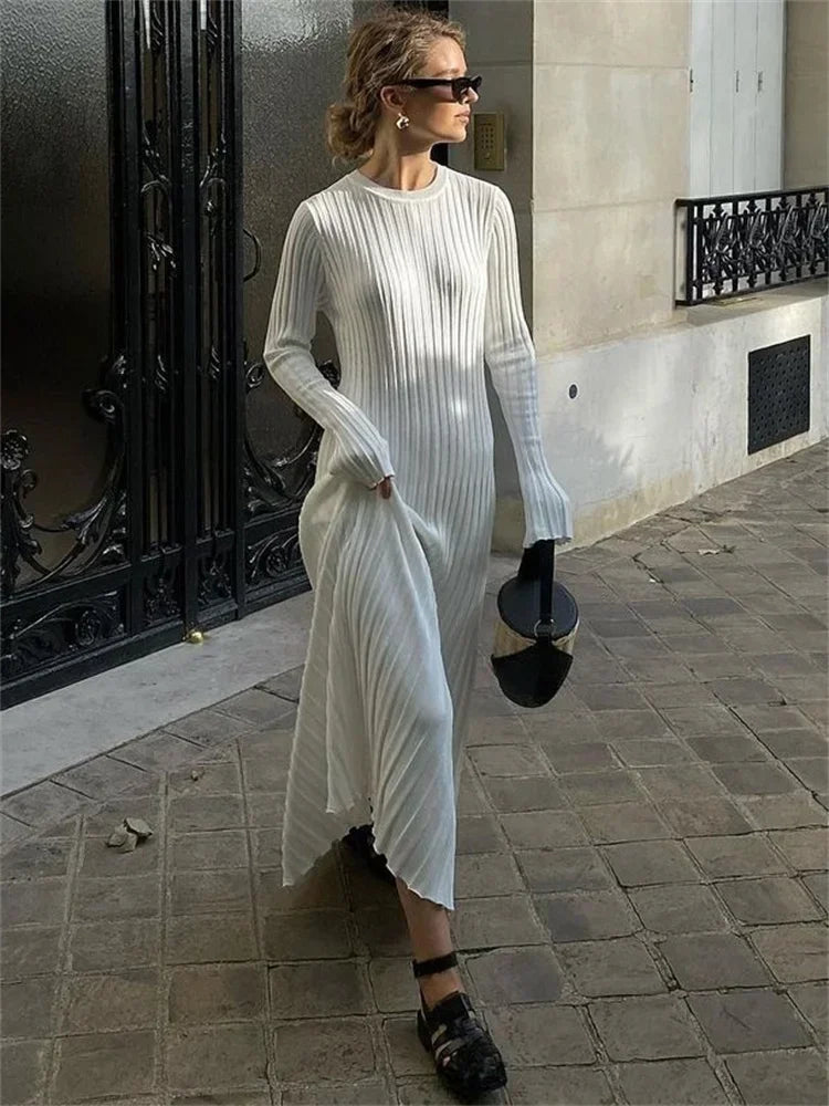 Knit Patchwork Loose Maxi Dress