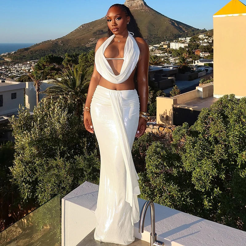 White Fishtail Two Piece Set