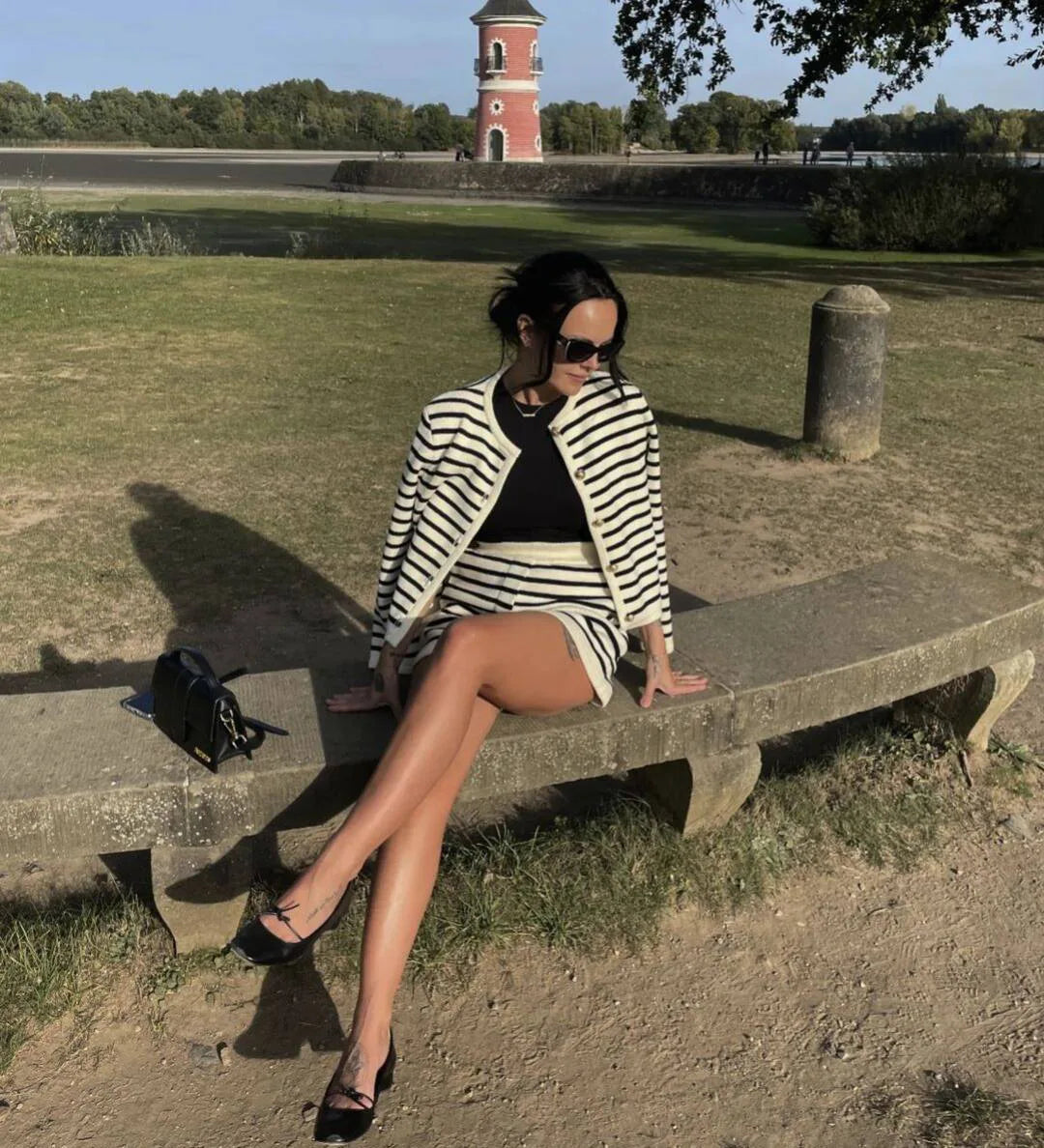 Striped Knit 2 Piece-Set Shorts Zebra ed Cardigan And High Waist Patchwork Shorts Sets Knit