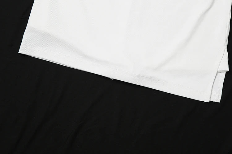 Ribbed Two Piece Set Black String Backless Tank Top Side Split Shorts Skirt Matching Suits