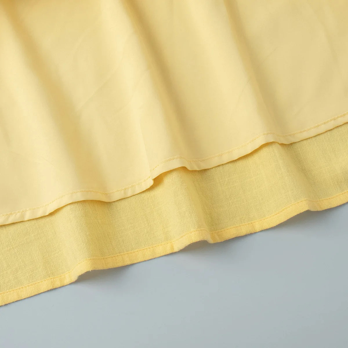 Yellow Cotton Short Sleeve Top and High Waist Midi Skirt Set