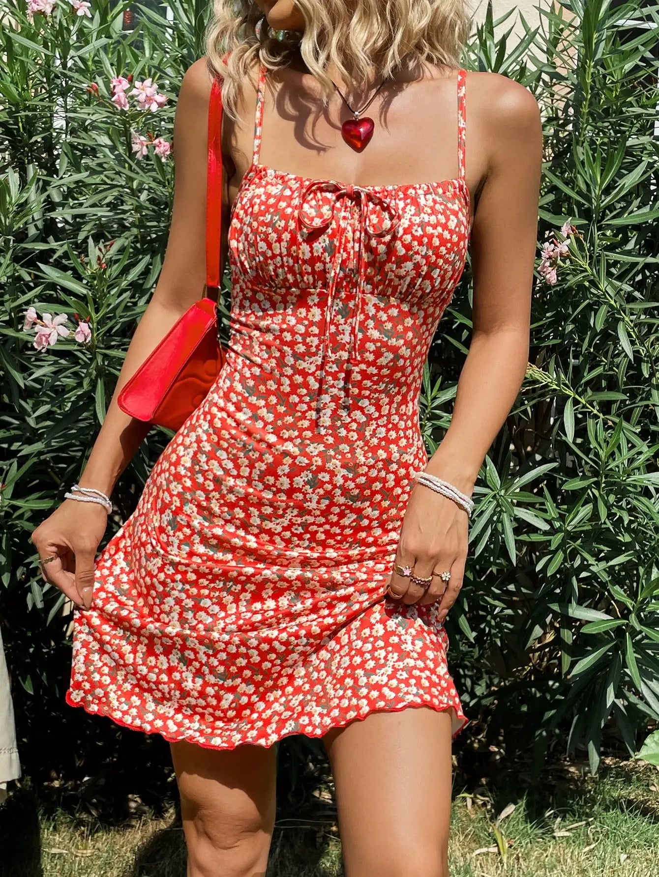 Red Floral Mini Dress