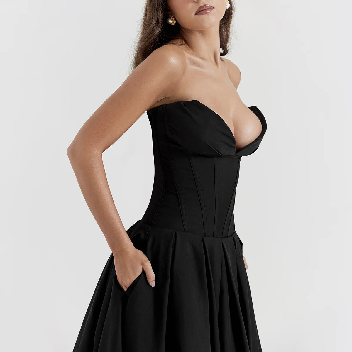 Strapless mal Occasion Dress Midi Dresses Red Wedding Guess Dress