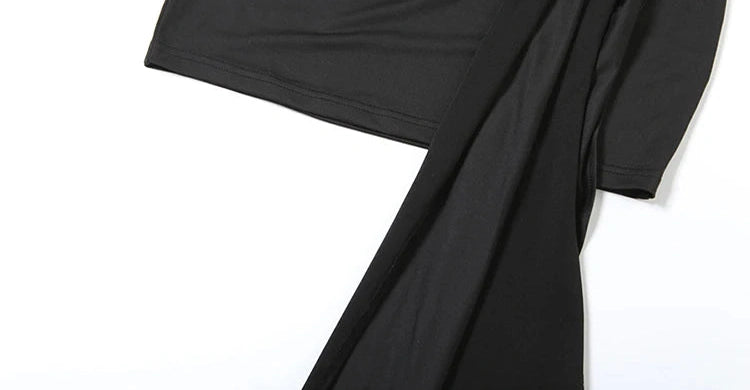 Hollow Dress Irregular Diagonal Collar Waistless Coquettish Mini Bodycon