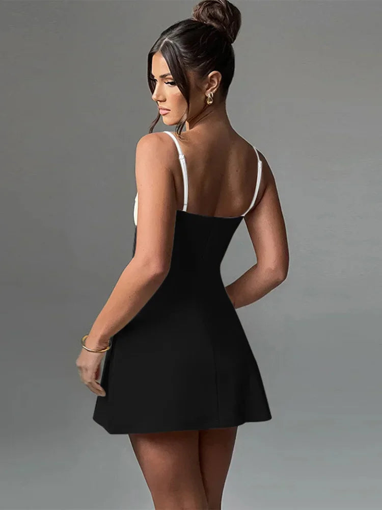 Lace Plunge Suspender Dress Mini Dress Bodycon Spaghetti Strap Dress