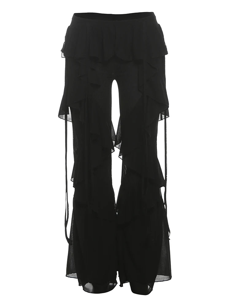 Irregular Tierred Flare Pants