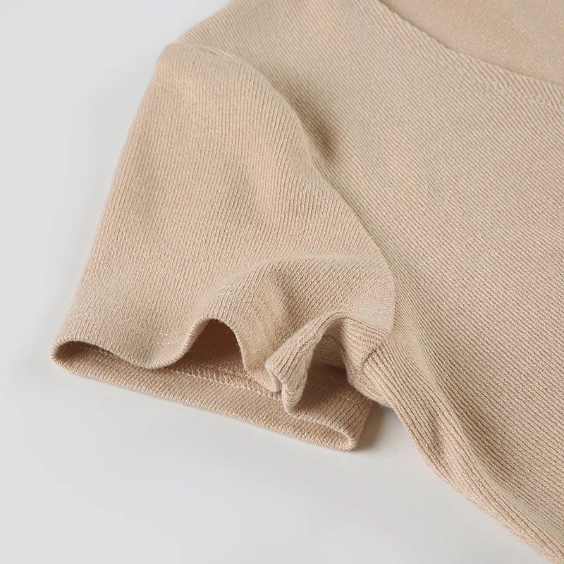 Button Up Dress Crewneck Short Sleeves Mini All-match Dress