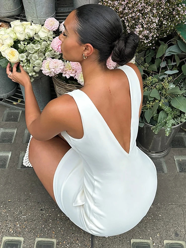 White Backless Mini Dress