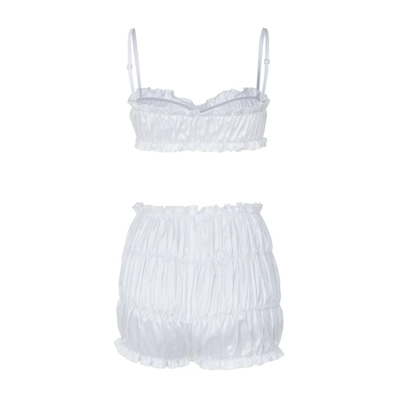 Ruched Slim Top Shorts Two Piece Set