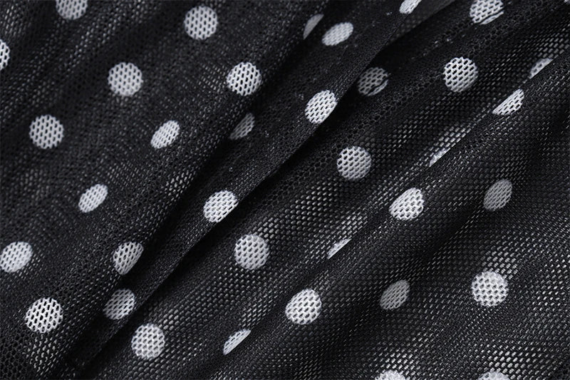 Black See-Through Polka Dot Crop Top