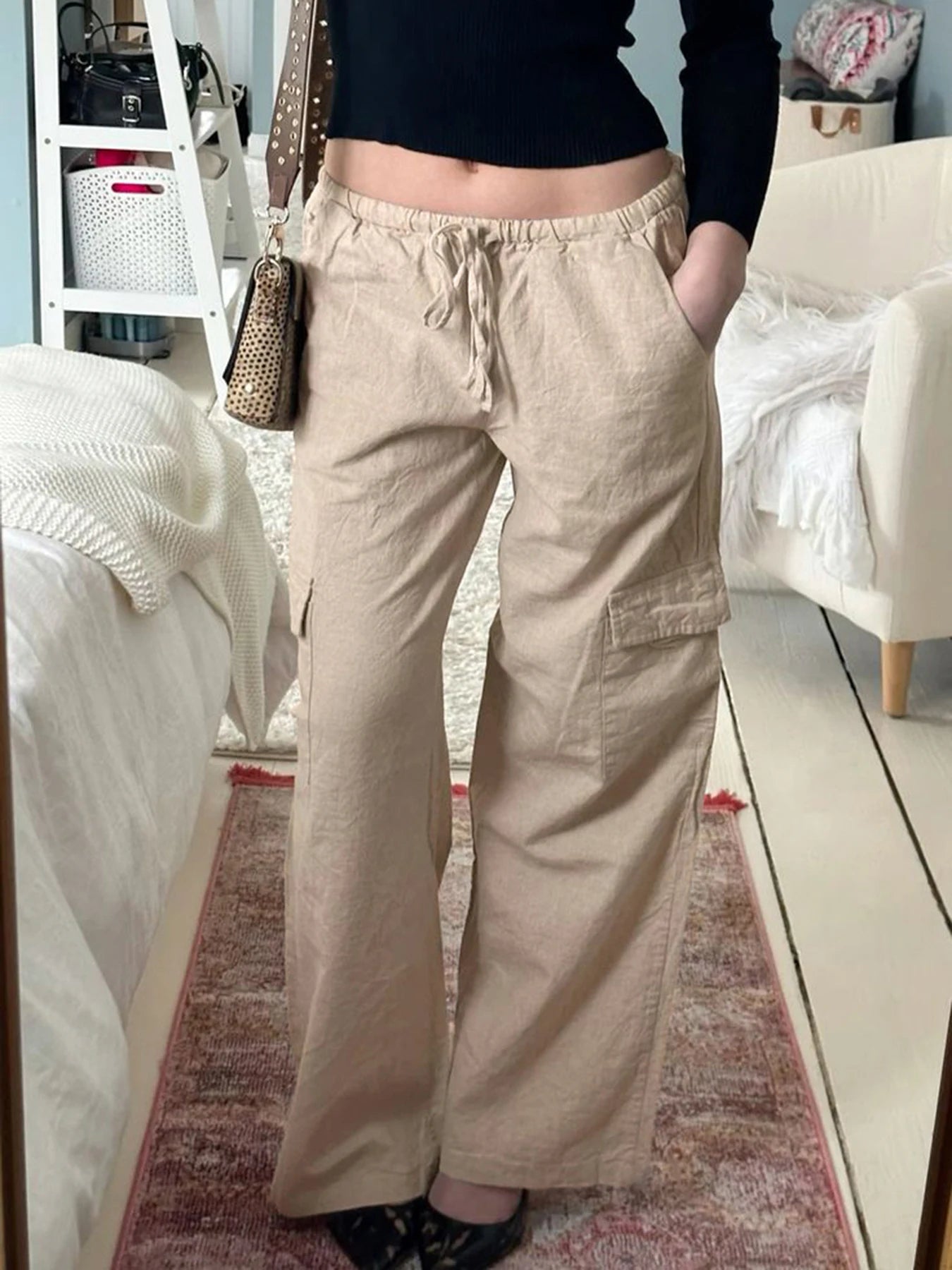 Joggers Cargo Pants Drawstring Wide Leg Trousers 's Bottoms