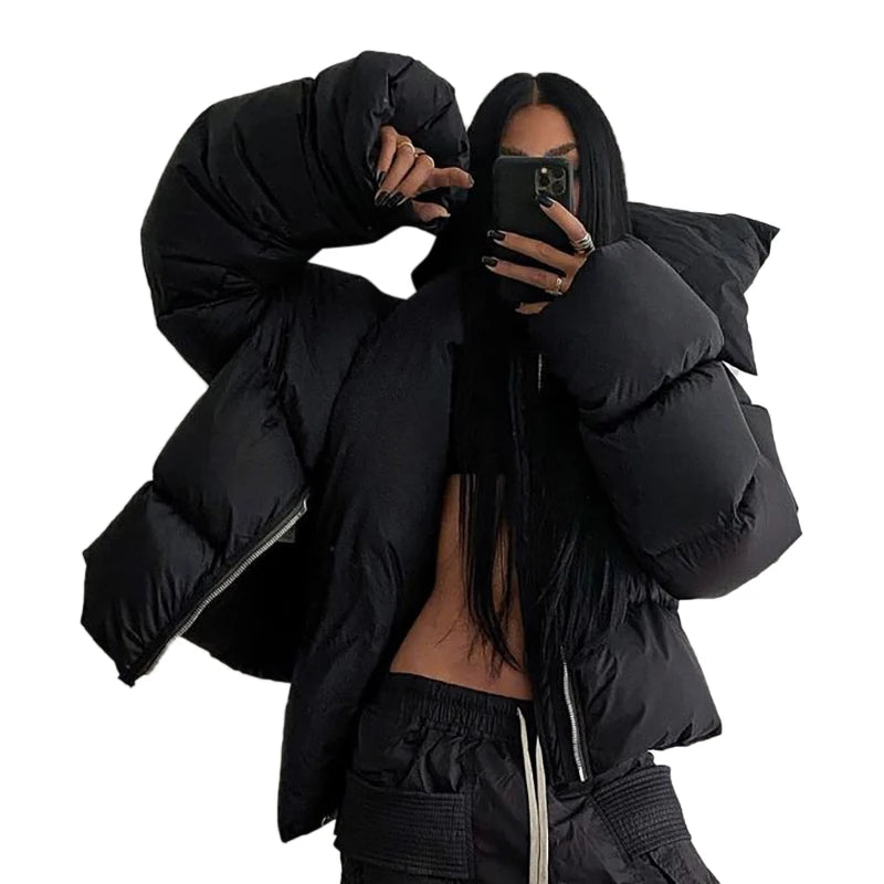 Black Premium Down Jacket Coat Luxury Warm Padd Bread Jacket Down Coat Thick Snap Collar