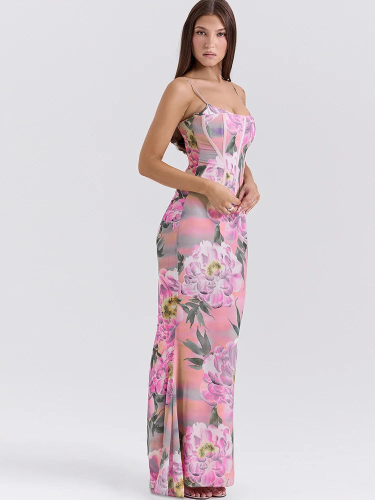 Aesthetic ed Dress Luxury Sleeveless Low Neck Body-shaping Maxi Frock