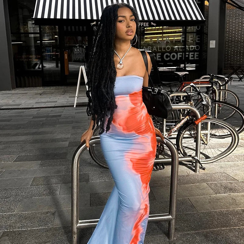 Straple Tube Maxi Dress Off Shoulder Backless Stretch Long Sundre