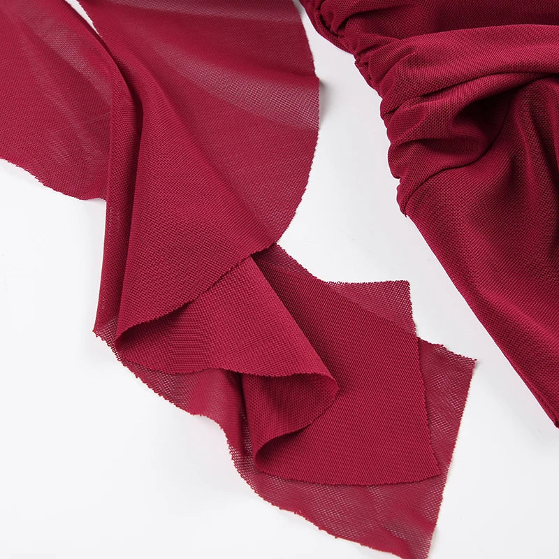 Red Ruffled Bodycon Mini Dress