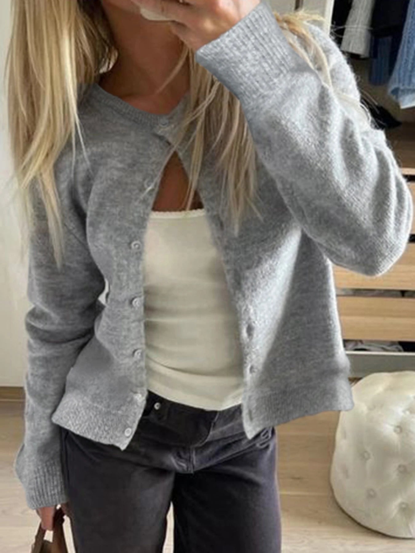 Cardigan All-match Single-breat Knit Coat Sweater