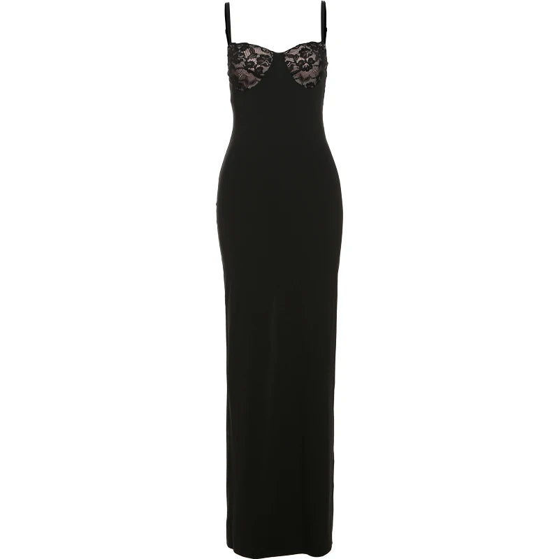 Black Patchwork Maxi Bodycon Dress
