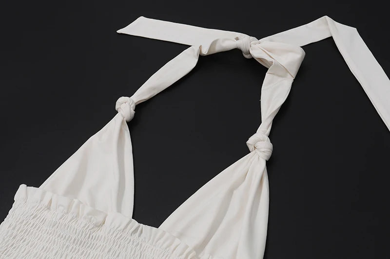 V-neck Dress Charming Backless Handling Neck Dress Swimming Pool Mini Dress