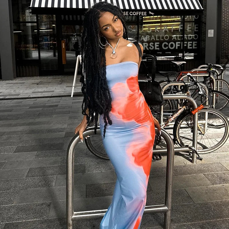 Straple Tube Maxi Dress Off Shoulder Backless Stretch Long Sundre