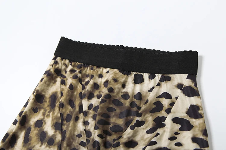 Sporty Leopard Print Tracksuit Two Piece Set Tank Top Belt Shorts Matching Street Fit Activity