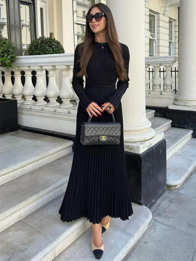 Knit Patchwork Loose Maxi Dress