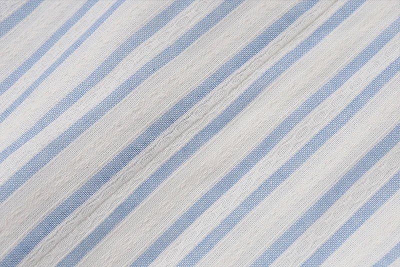 Blue Stripe Puff Sleeve A line Mini Dress