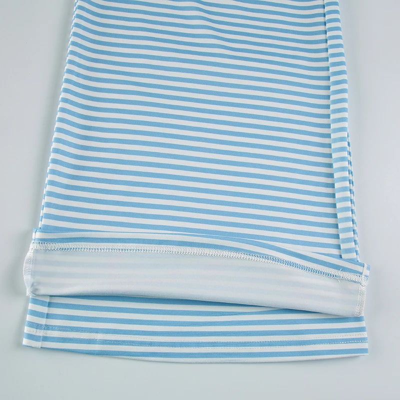 Strip Looe Pant Turn-down Wait Wide Leg Trouer Bottom